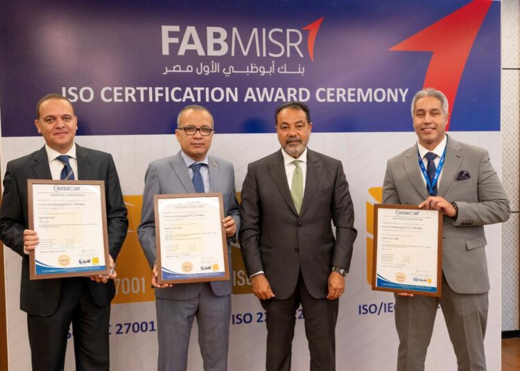 بنك أبوظبي الأول مصر يحصد 3 شهادات الأيزو للتميز في مجالات أنظمة أمن المعلومات وحماية وخصوصية البيانات