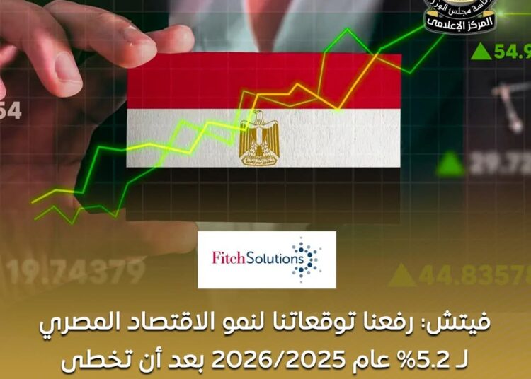مجلس الوزراء:وكالة فيتش تعدل توقعاتها لنمو الاقتصاد المصري عام ٢٠٢٥/ ٢٠٢٦ للمرة الثانية خلال شهرين