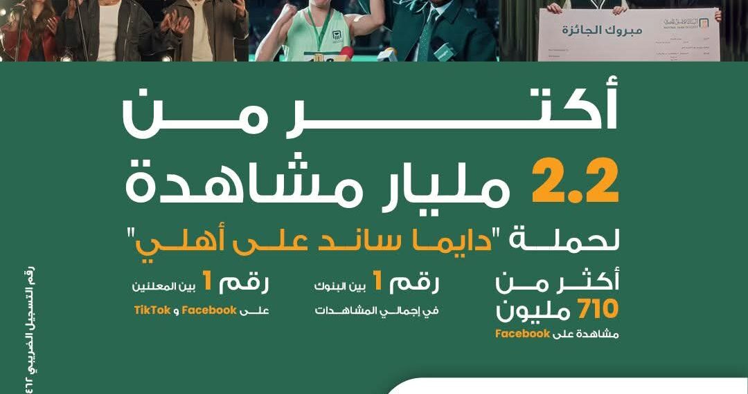 البنك الأهلي يحقق 2.2 مليار مشاهدة بحملة “دايمًا ساند على أهلي”