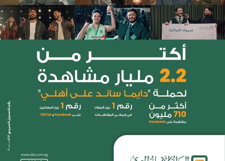 البنك الأهلي يحقق 2.2 مليار مشاهدة بحملة “دايمًا ساند على أهلي”